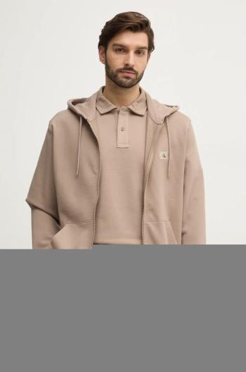 Bavlnená mikina Calvin Klein Jeans pánska, hnedá farba, s kapucňou, jednofarebná, J30J326858