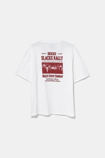 Bavlnené tričko Dickies pánske, biela farba, s potlačou, DK0A4Z8U0WH1