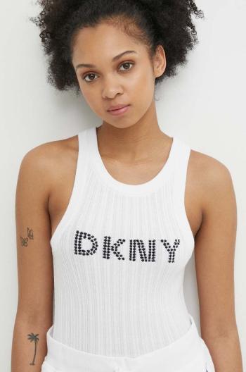 Bavlnený top Dkny HEART OF NY biela farba, D2B4A128