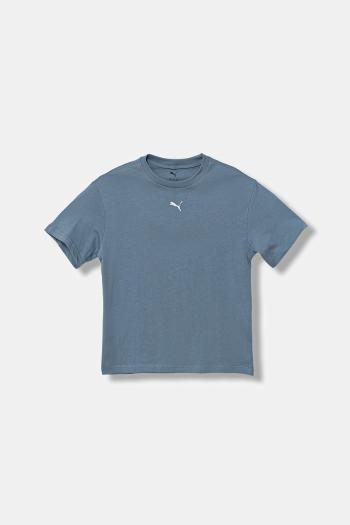 Detské bavlnené tričko Puma ESS Boxy Tee G modrá farba, 685131