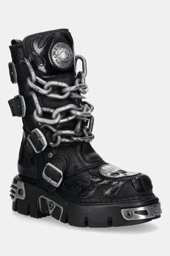 Kožené workery New Rock čierna farba, na platforme, M-727-S5