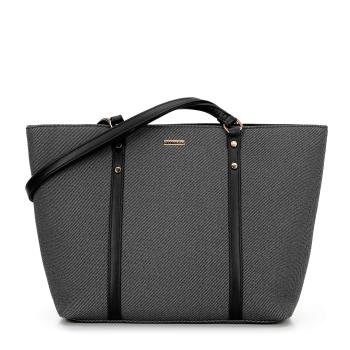 Dámska shopper kabelka s jemnými prúžkami čierno-sivá 99-4Y-620-1