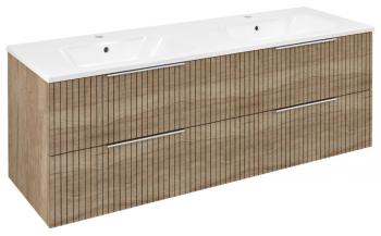 SAPHO - CIRASA umývadlová skrinka s dvojitým umývadlom 141x54x46cm, dub alabama strip CR141-2322-21