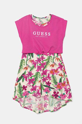Dievčenské šaty Guess ružová farba, mini, áčkový strih, J5GK13 K6YW4