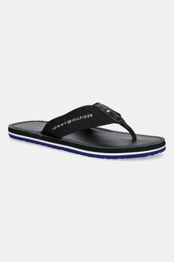 Šľapky Tommy Hilfiger HILFIGER LEATHER BEACH SANDAL pánske, čierna farba, FM0FM05442
