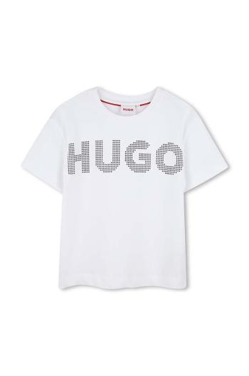 Detské bavlnené tričko HUGO biela farba, G00204