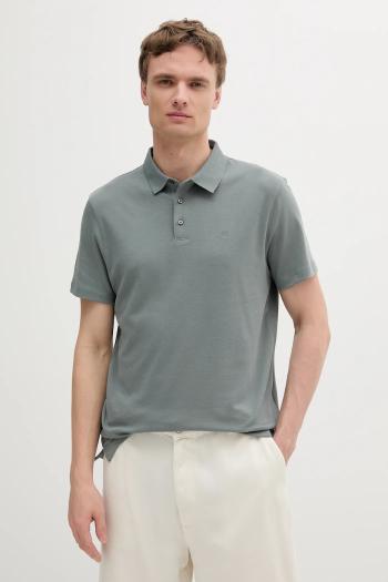 Bavlnené polo tričko Calvin Klein zelená farba, jednofarebné, LV04LB276G