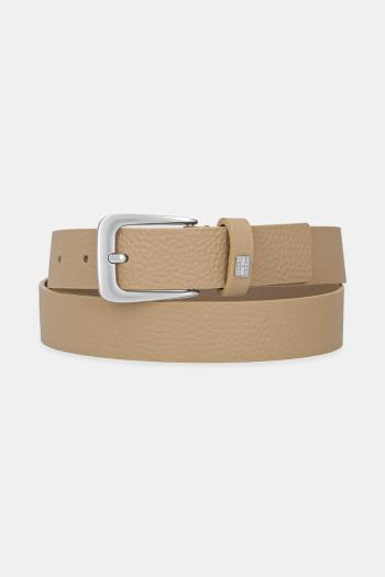 Kožený opasok Tommy Jeans zelená farba, AW0AW17586