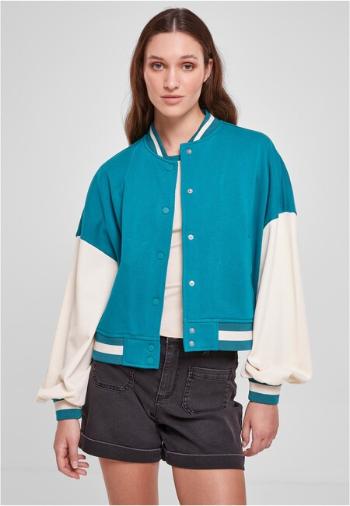 Urban Classics Ladies Oversized 2 Tone College Terry Jacket watergreen/whitesand - 4XL