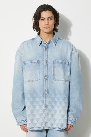 Rifľová bunda Marcelo Burlon Laser Cross Dnm Overshirt pánska, prechodná, oversize, CMYE01GF24DEN0014034