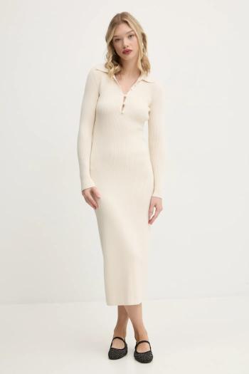 Šaty Abercrombie & Fitch béžová farba, midi, priliehavá, KI159-4763