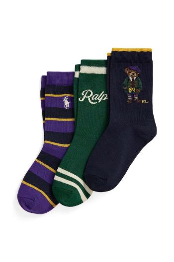Detské ponožky Polo Ralph Lauren 3-pak zelená farba, 447958815001