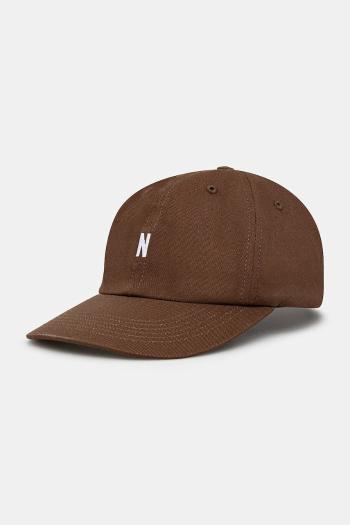 Bavlnená šiltovka Norse Projects Twill Sports Cap hnedá farba, s nášivkou, N80.0001.2033