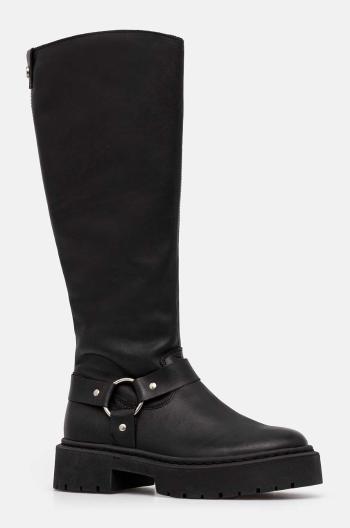 Vysoké čižmy Steve Madden Glimmer dámske, čierna farba, na plochom podpätku, jemne zateplené, SM11003331