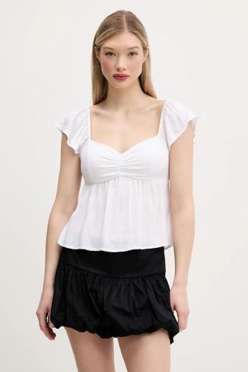Blúzka Hollister Co. dámska, biela farba, jednofarebná, KI340-5050