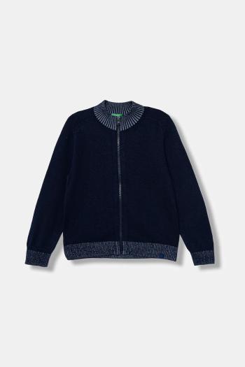 Detský bavlnený kardigan United Colors of Benetton tmavomodrá farba, 120YC500W