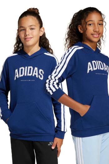 Detská mikina adidas tmavomodrá farba, s kapucňou, s potlačou, JM7359