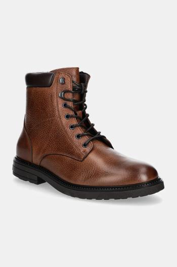 Kožená obuv Tommy Hilfiger HILFIGER OUTDOOR WARM LTH BOOT pánska, hnedá farba, FM0FM05192