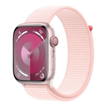 APPLE WATCH SERIES 9 GPS + CELLULAR 45MM PINK ALUMINIUM CASE WITH LIGHT PINK SPORT LOOP, MRMM3QC/A