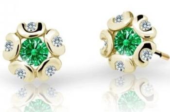 Cutie Jewellery Zlaté detské náušnice C2178-30-X-1 zelená