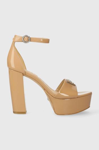 Kožené sandále Guess SETON béžová farba, FLPSET PAT03