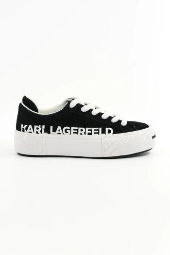 Semišové tenisky Karl Lagerfeld SKATE dámske, čierna farba, KL60722