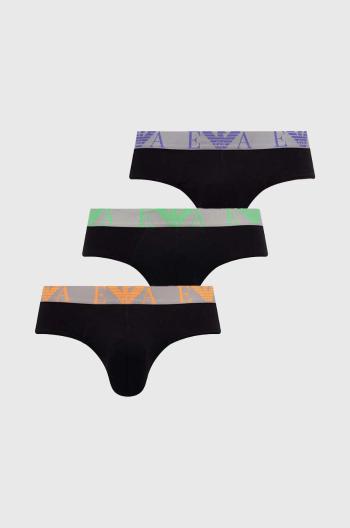 Slipy Emporio Armani Underwear 3-pak pánske, čierna farba, 111734 4R715