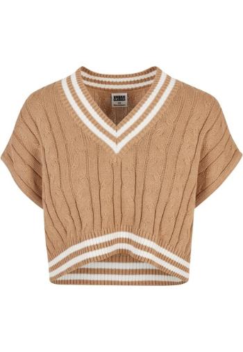 Urban Classics Ladies Cropped Knit College Slipover unionbeige - L