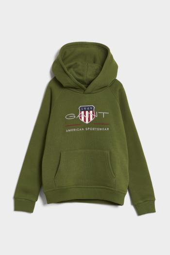 MELEGÍTŐ FELSŐ GANT ARCHIVE SHIELD RAGLAN HOODIE KALE GREEN