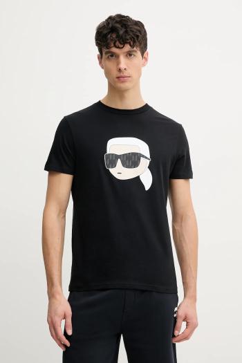 Bavlnené tričko Karl Lagerfeld pánske, čierna farba, s potlačou, 552251.755073