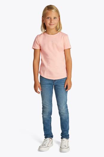 Detské bavlnené tričko Tommy Hilfiger ružová farba, KG0KG08527