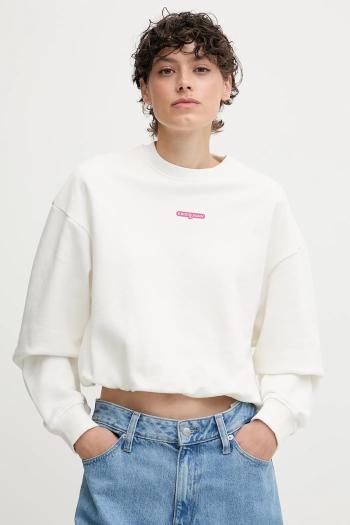 Bavlnená mikina Tommy Jeans biela farba, s potlačou, DW0DW20947