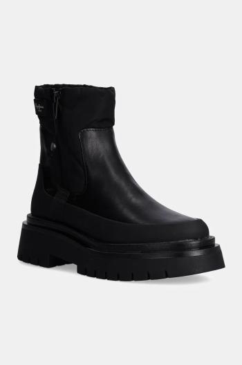Členkové topánky Pepe Jeans PLS50528 dámske, čierna farba, na plochom podpätku, QUEEN CHELSEA