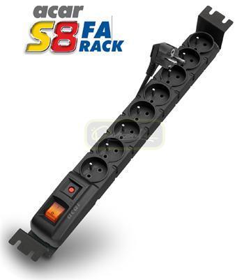 19" napája.panel ACAR S8/5m 8x220V Black+prep.ochr.10A