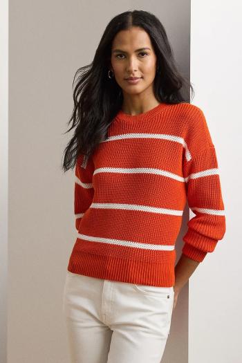 Bavlnený sveter Lauren Ralph Lauren dámsky, oranžová farba, 200957513