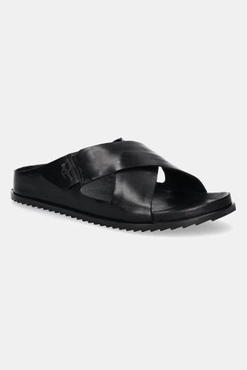 Kožené šľapky Pepe Jeans CORBY DRESS pánske, čierna farba, PMS90125