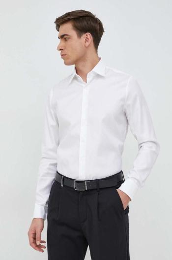 Košeľa Michael Kors pánska, biela farba, slim, s klasickým golierom, MD0DS01032