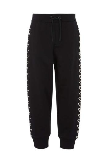 Detské bavlnené tepláky Emporio Armani čierna farba, s potlačou, EB000021 AF10381
