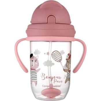 Canpol babies Bonjour Paris Cup hrnček s rúrkou Pink 270 ml