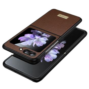 SULADA LEATHER Ochranný kryt Samsung Galaxy Z Flip6 5G hnedý