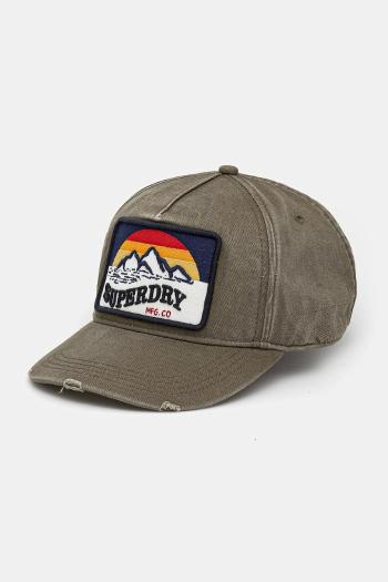 Bavlnená šiltovka Superdry zelená farba, s nášivkou, W9010177A-6JE