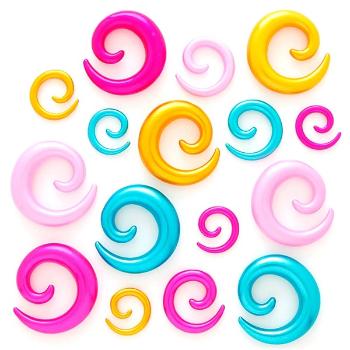 Expander do ucha - rôznofarebné lesklé špirály - Hrúbka: 3 mm, Farba piercing: Ružová Pink
