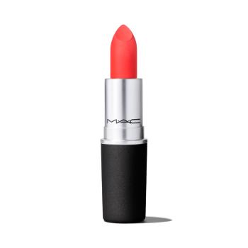 MAC Cosmetics Matná vyživujúci rúž Powder Kiss ( Lips tick ) 3 g Mandarin O