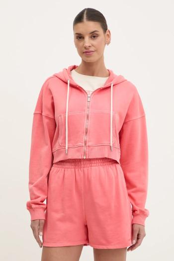Bavlnená mikina Dkny dámska, ružová farba, s kapucňou, jednofarebná, DP5J9578