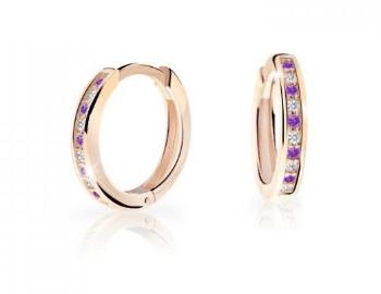 Cutie Jewellery Nadčasové kruhové náušnice z ružového zlata C3343-80-X-4 fialová