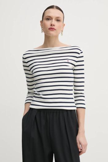 Bavlnené tričko s dlhým rukávom Tommy Hilfiger čierna farba, WW0WW40589