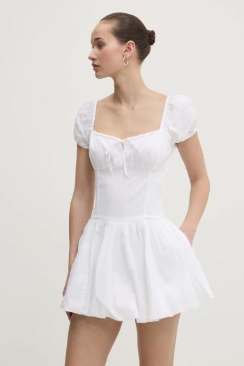Bavlnené šaty Hollister Co. biela farba, mini, áčkový strih, KI359-5085