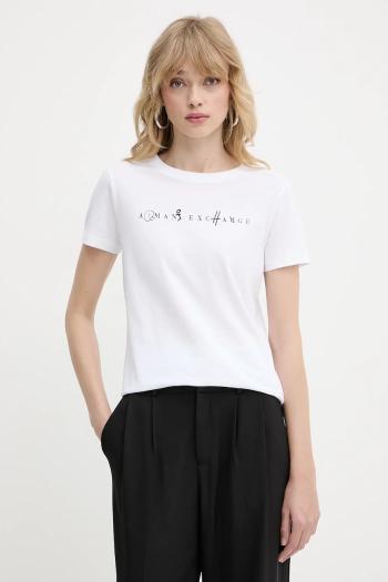 Bavlnené tričko Armani Exchange dámske, biela farba, XW000391 AF10356