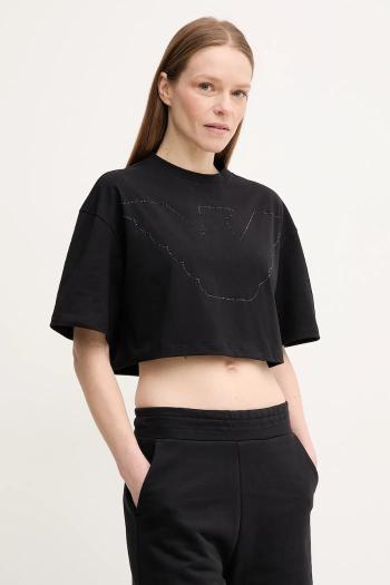 Bavlnené tričko Emporio Armani dámske, čierna farba, EW000897 AF12573