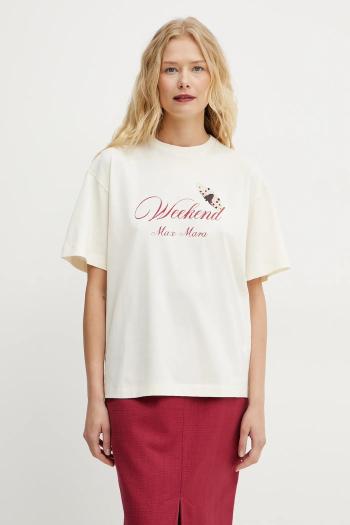Bavlnené tričko Weekend Max Mara dámske, béžová farba, 2515971032600